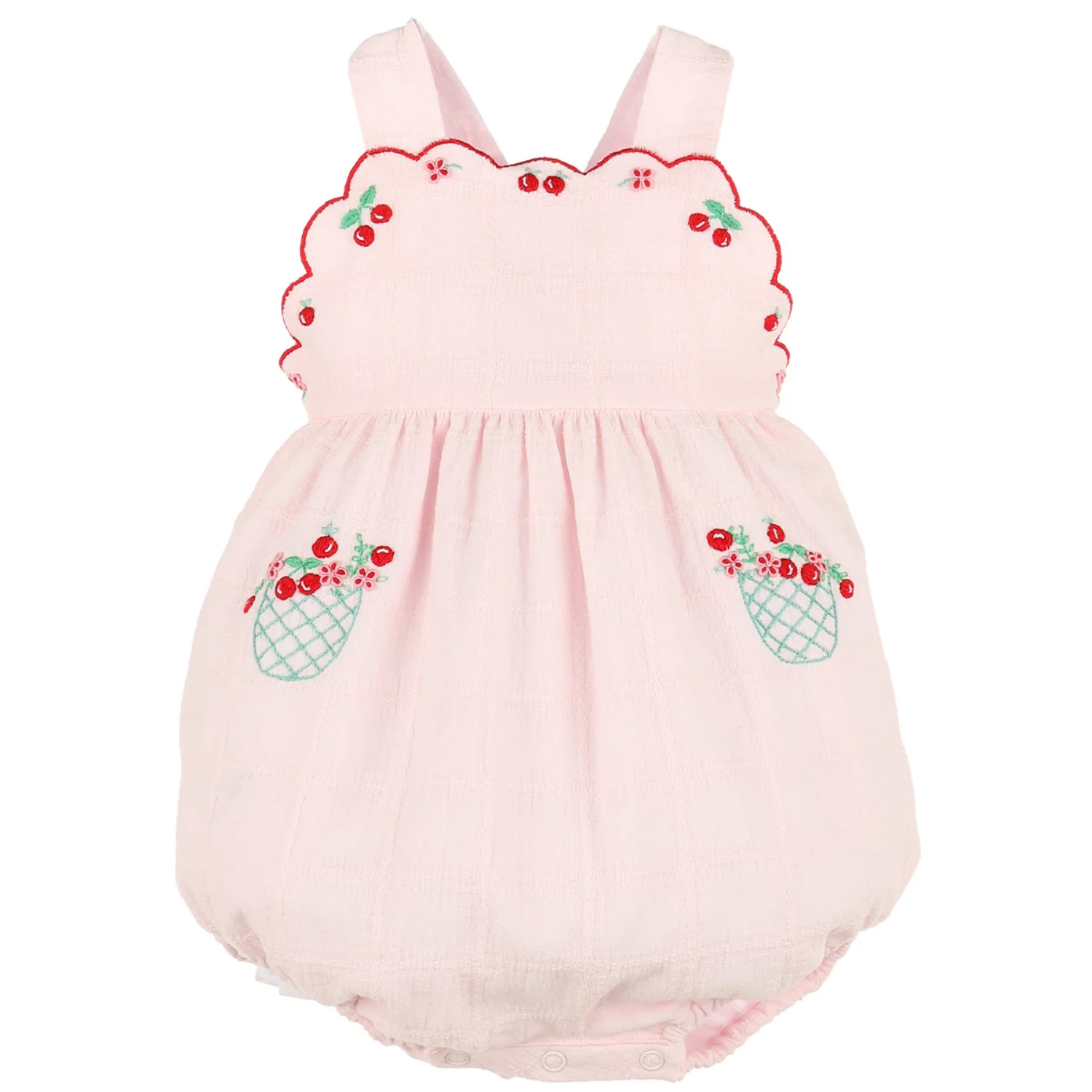 Cherries Pink Gauze Sunsuit