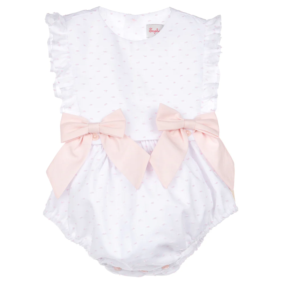 Pink Swiss Dot Overall Bubble
