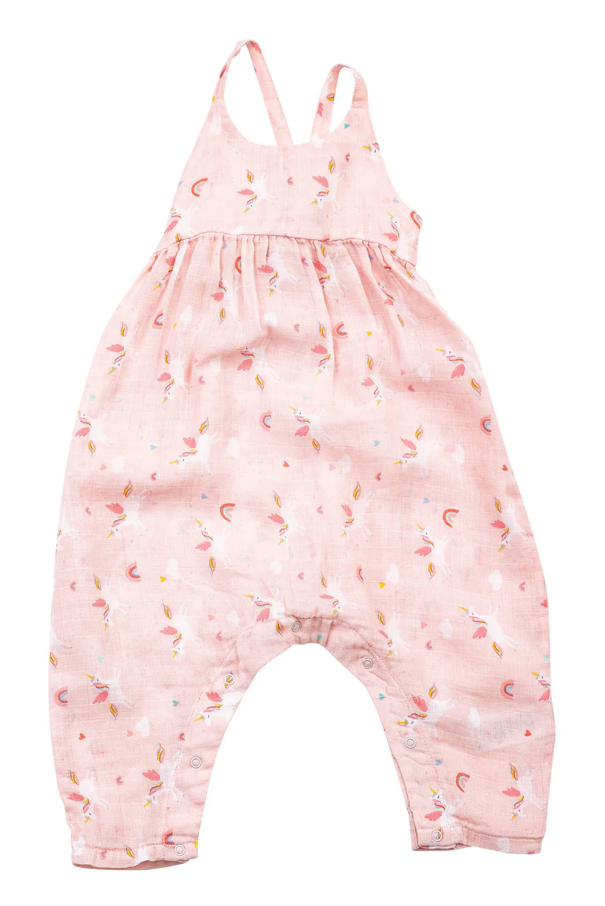 Pink Unicorn Tie Back Romper - Image 2