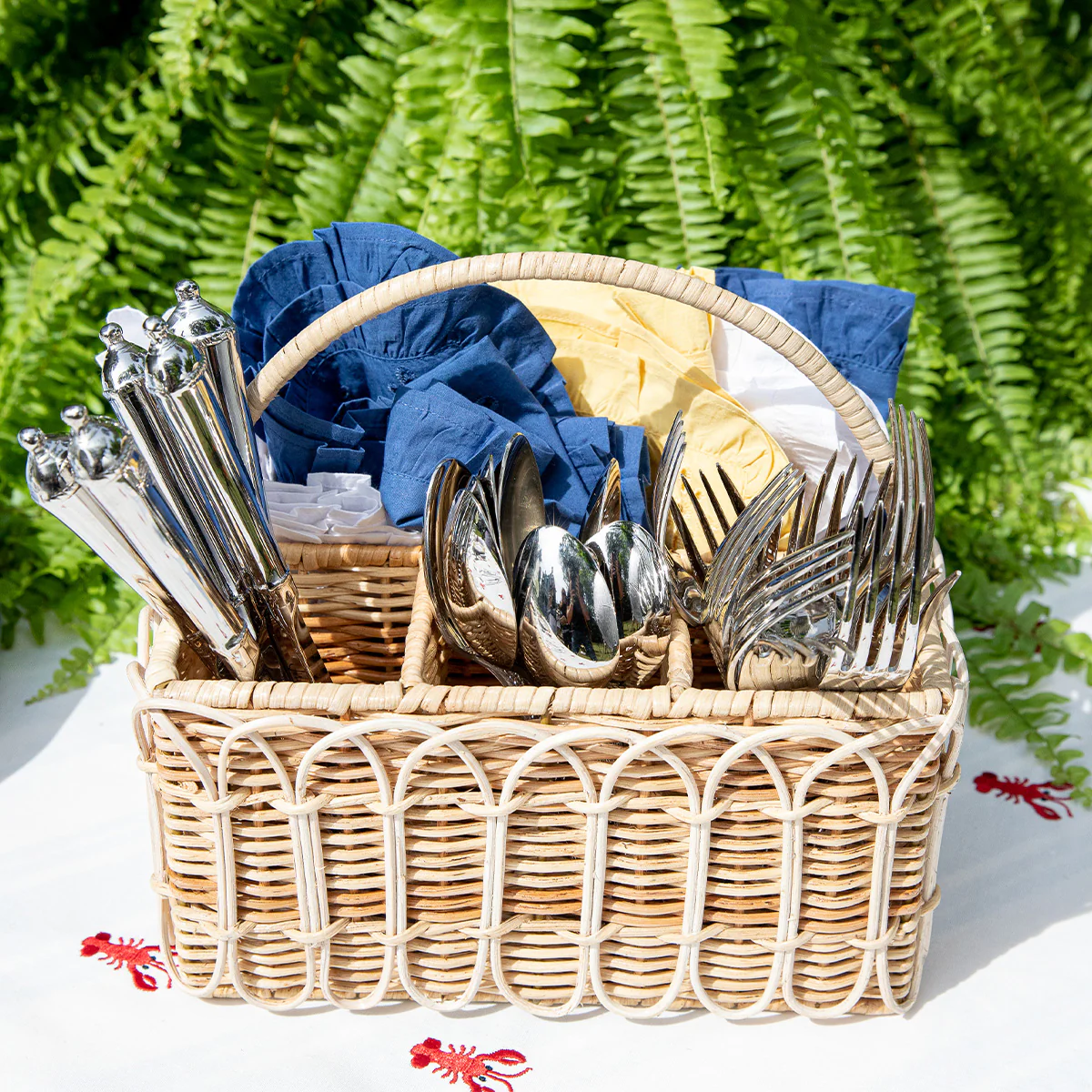 Provence Rattan Silverware Caddy - Whitewash - Image 6