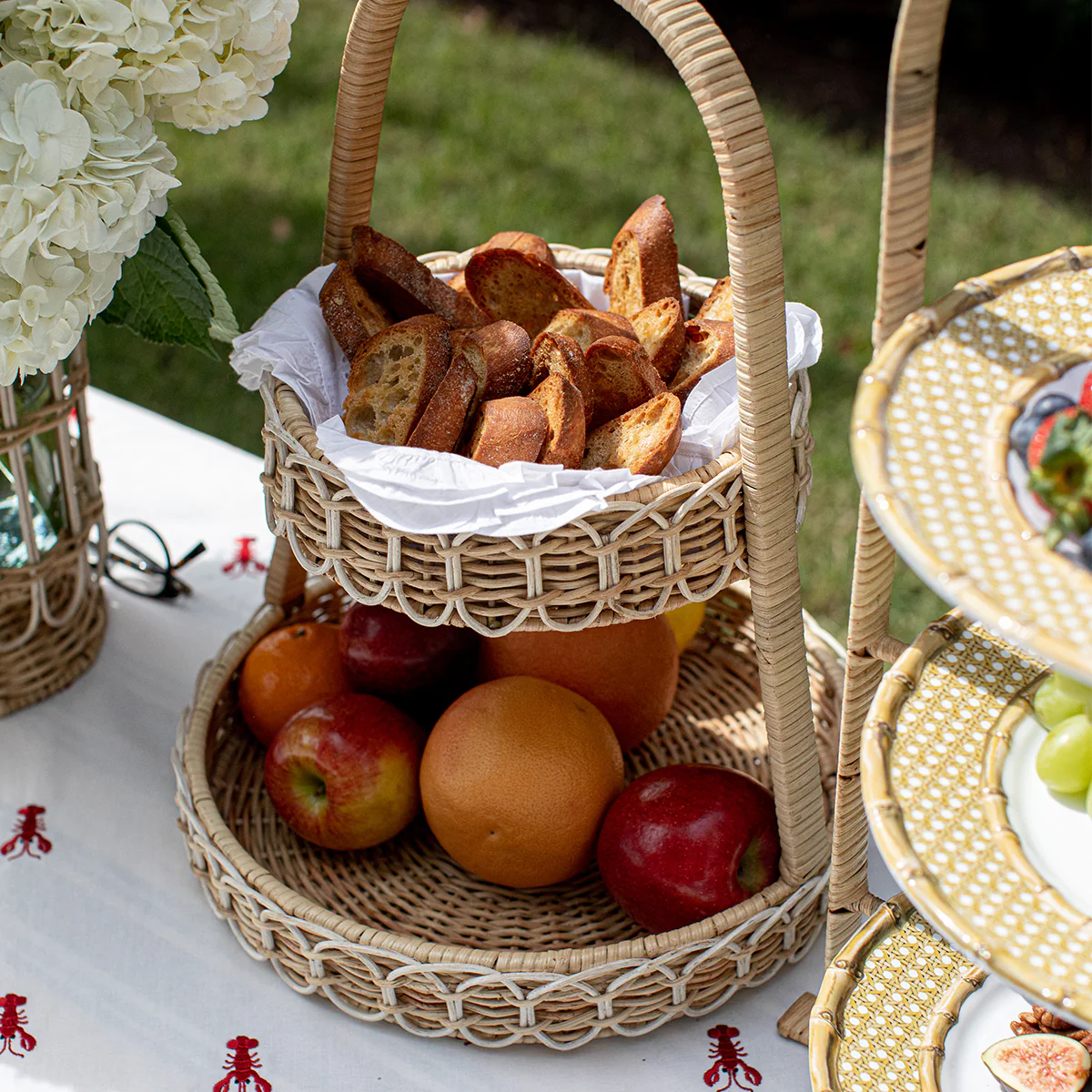 Provence Rattan Two Tiered Server - Whitewash - Image 2