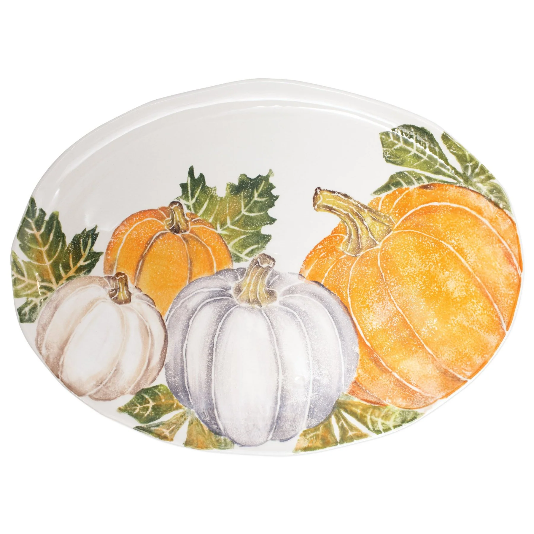 Pumpkins Large Oval Platter With Assorted Pumpkins