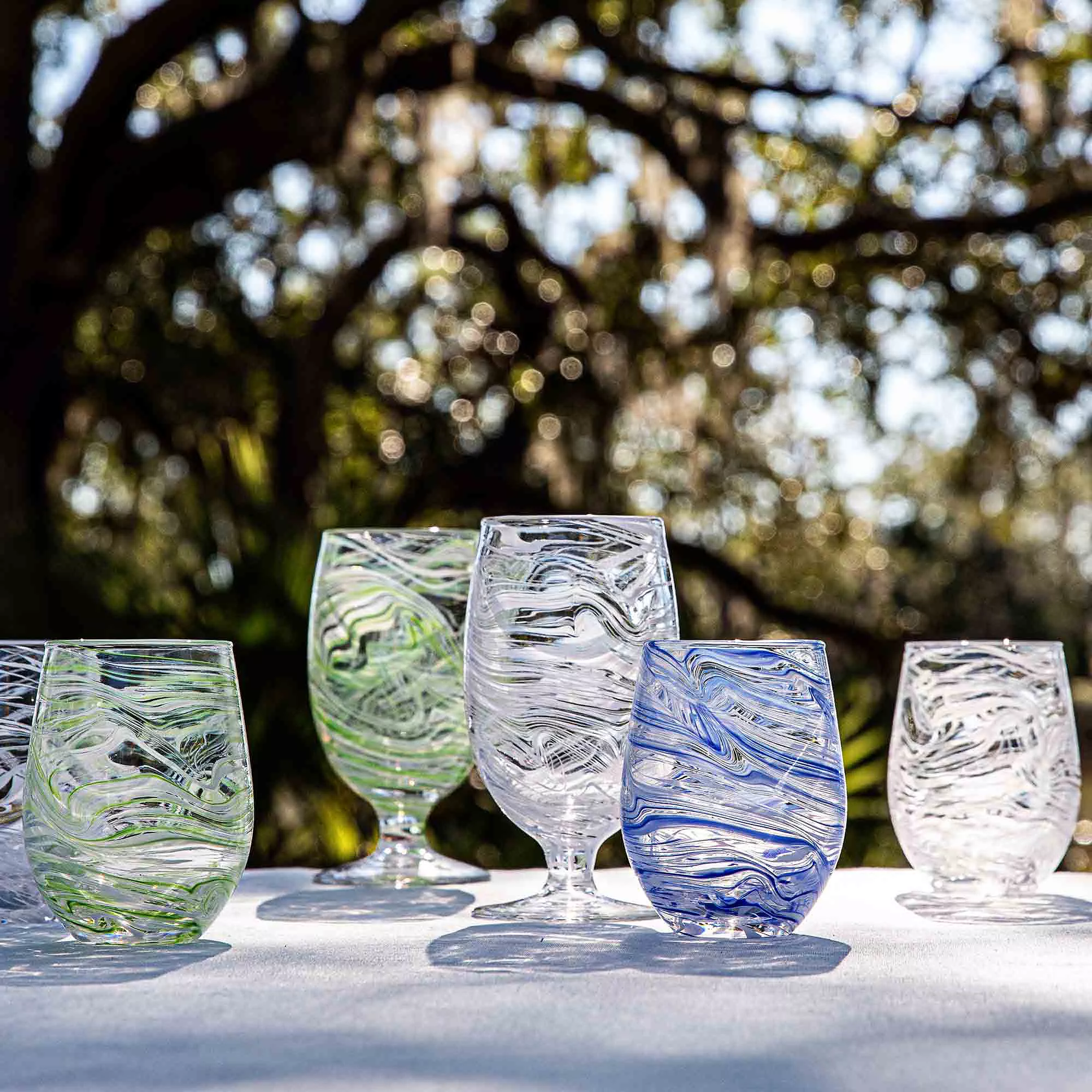 Puro Marbled Goblet - Blue - Image 5