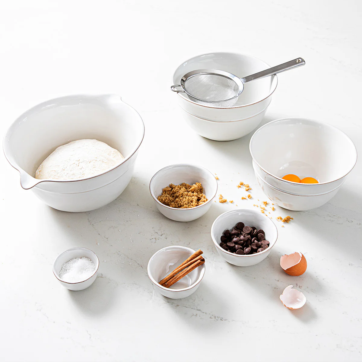Puro Nesting Serving Bowl Set/3pc - Whitewash - Image 3