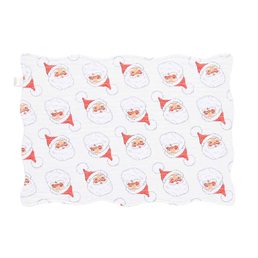 Reversible Quilted Placemat Set of 2 - Gardenia Santas / Holly - Image 6