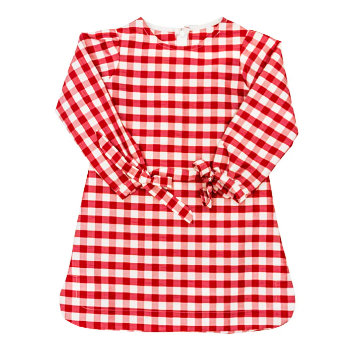 Red Check Raw Silk Tunic Dress - Image 3