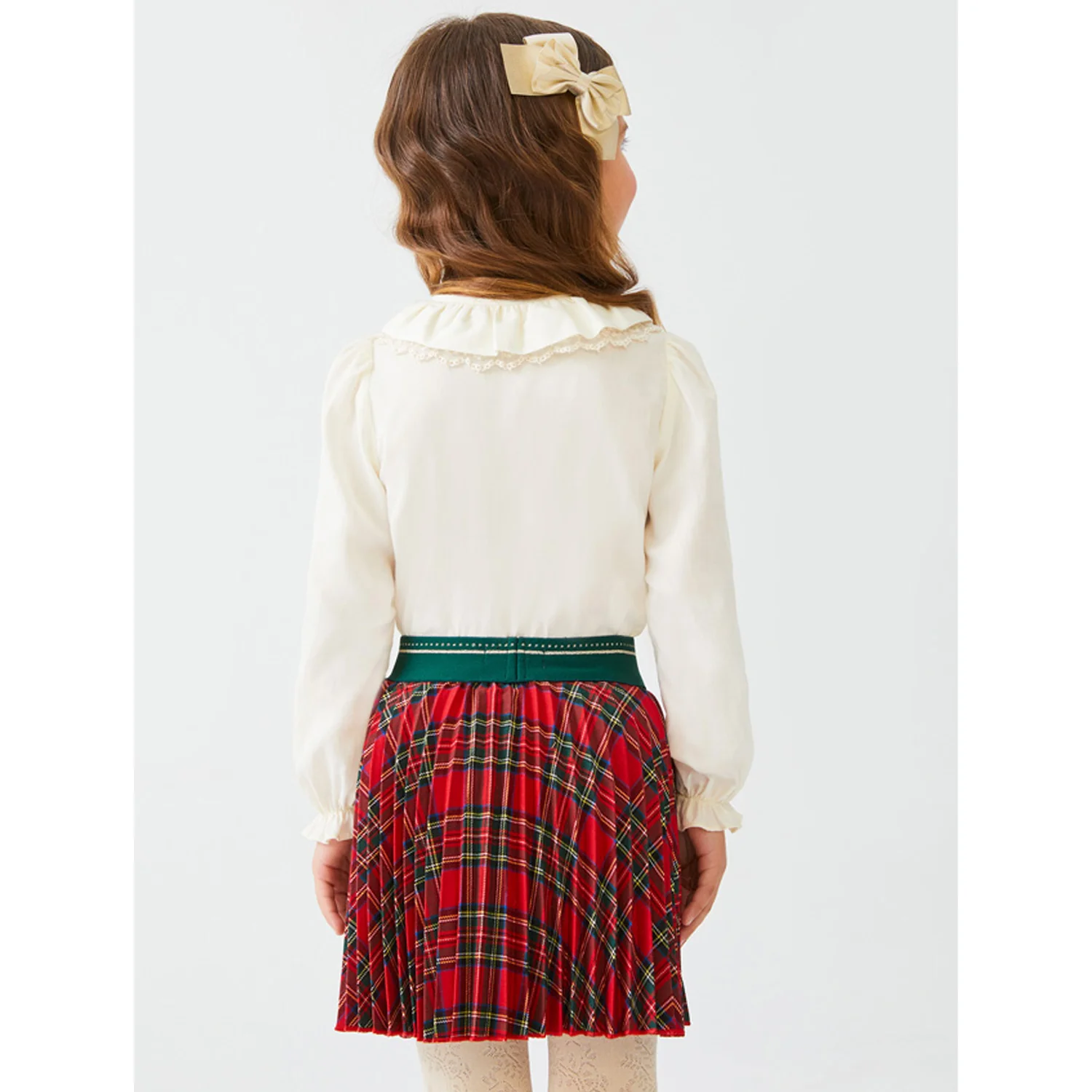 Red & Green Plaid Pleated Skirt - Image 2