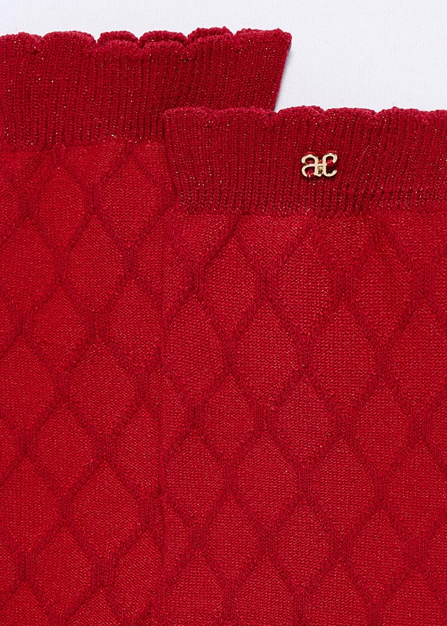 Red Jacquard Knee High Socks - Image 3
