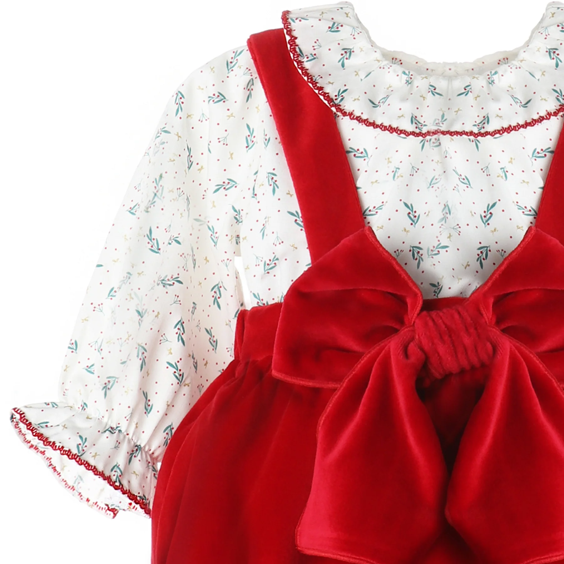 Red Mistletoe Velvet Suspender Set - Image 3