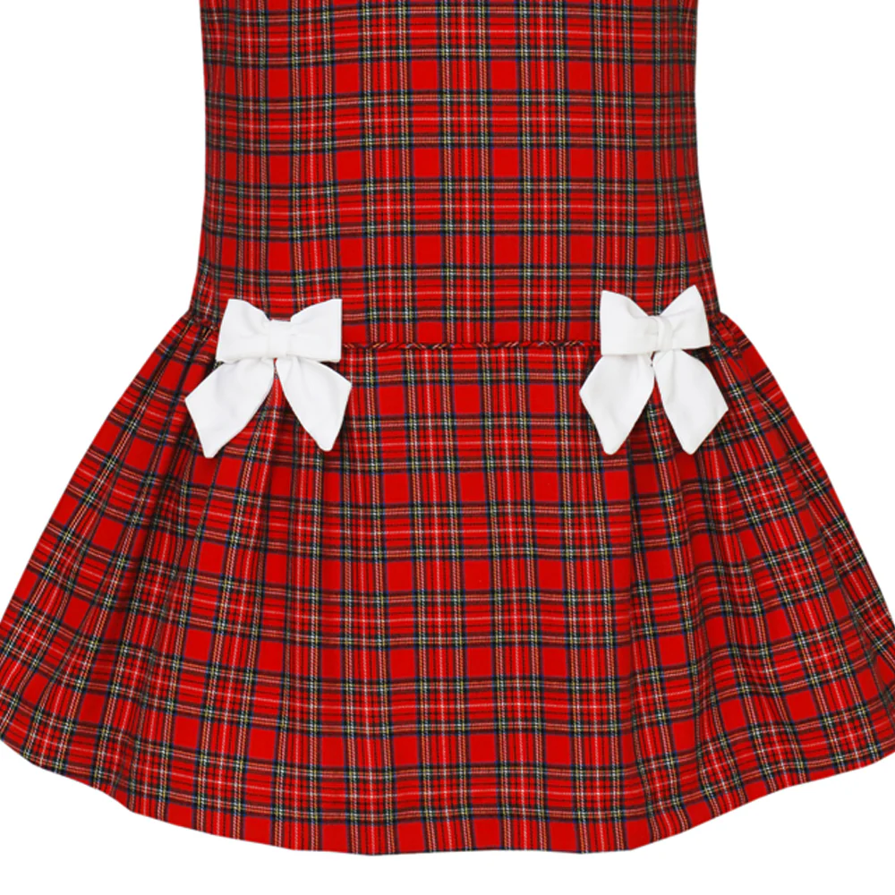 Red Plaid Shift Dress with Bows - Image 3