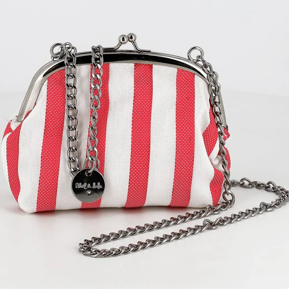 Red & White Stripe Clutch Bag