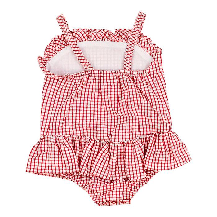 Red Windowpane Seersucker One Piece Swimsuit - Image 2