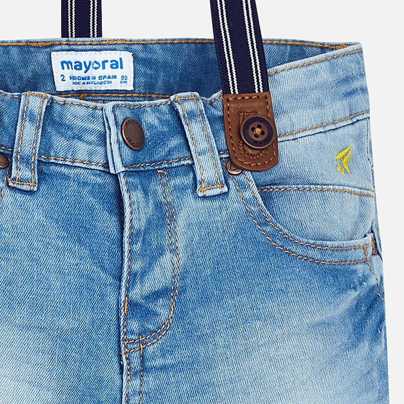 Regular Fit Denim Jeans with Navy Stripe Suspenders - Image 4