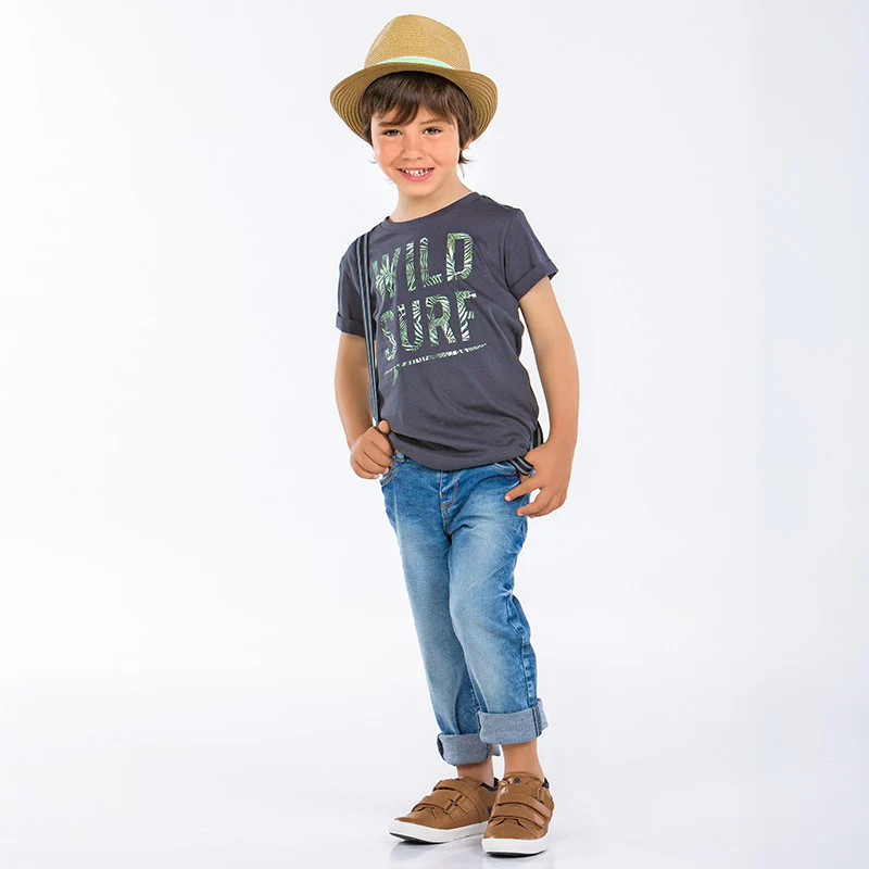 Regular Fit Denim Jeans with Navy Stripe Suspenders - Image 5