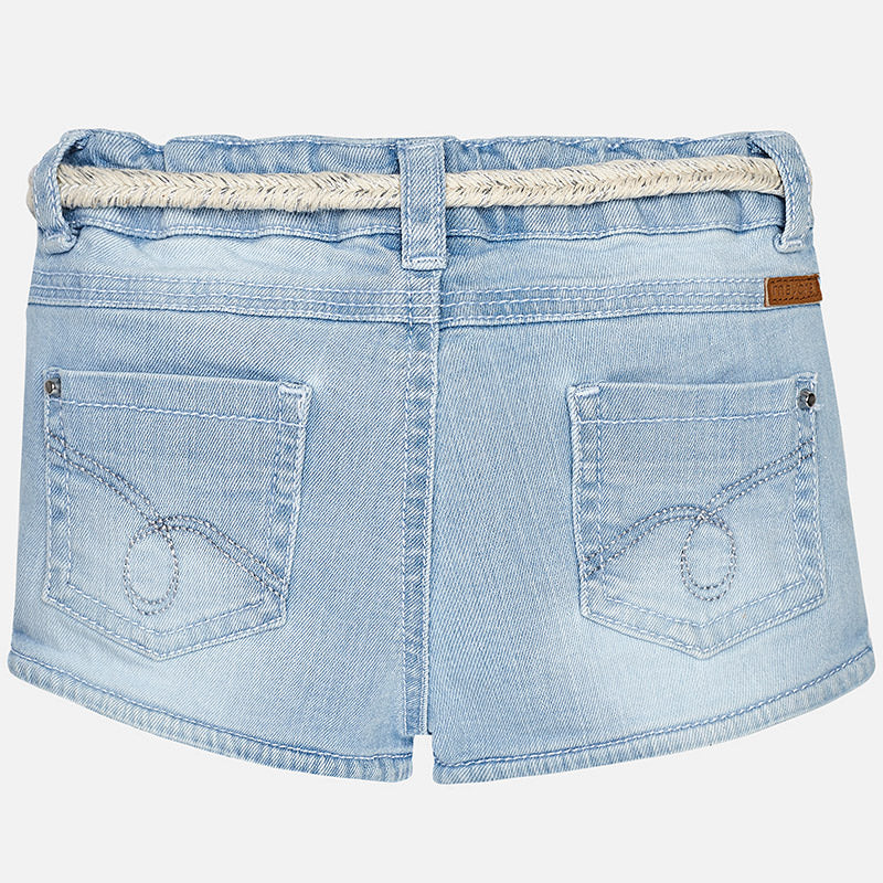 Rhinestone Light Denim Shorts & Belt - Image 2