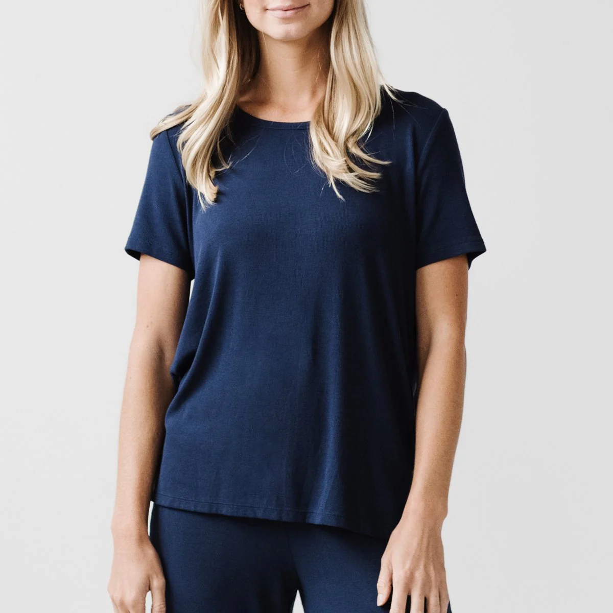 Rib-Knit Bamboo Short Sleeve Lounge Top - Image 2