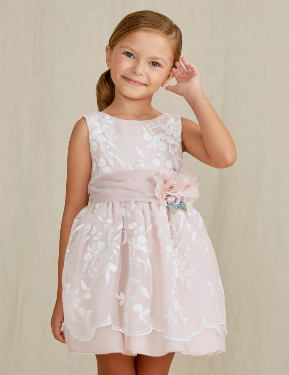 Rose Organza Embroidered Dress