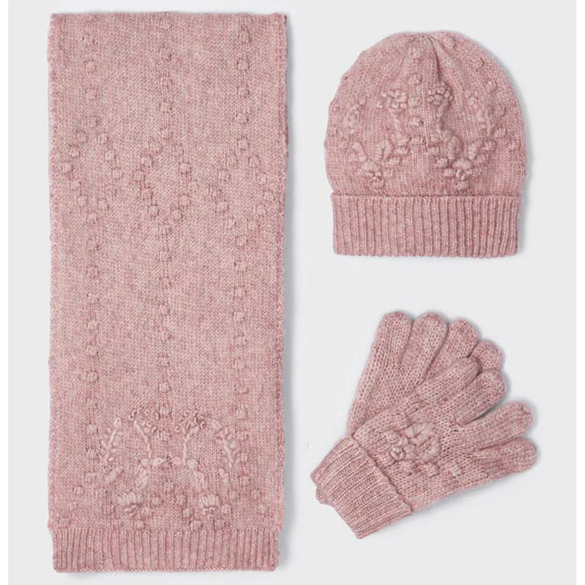 Rose Pink Hat, Scarf, & Gloves Set - Image 2