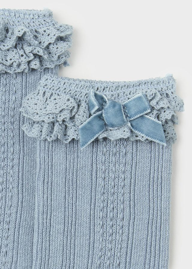Ruffle Long Socks - Pale Blue - Image 2
