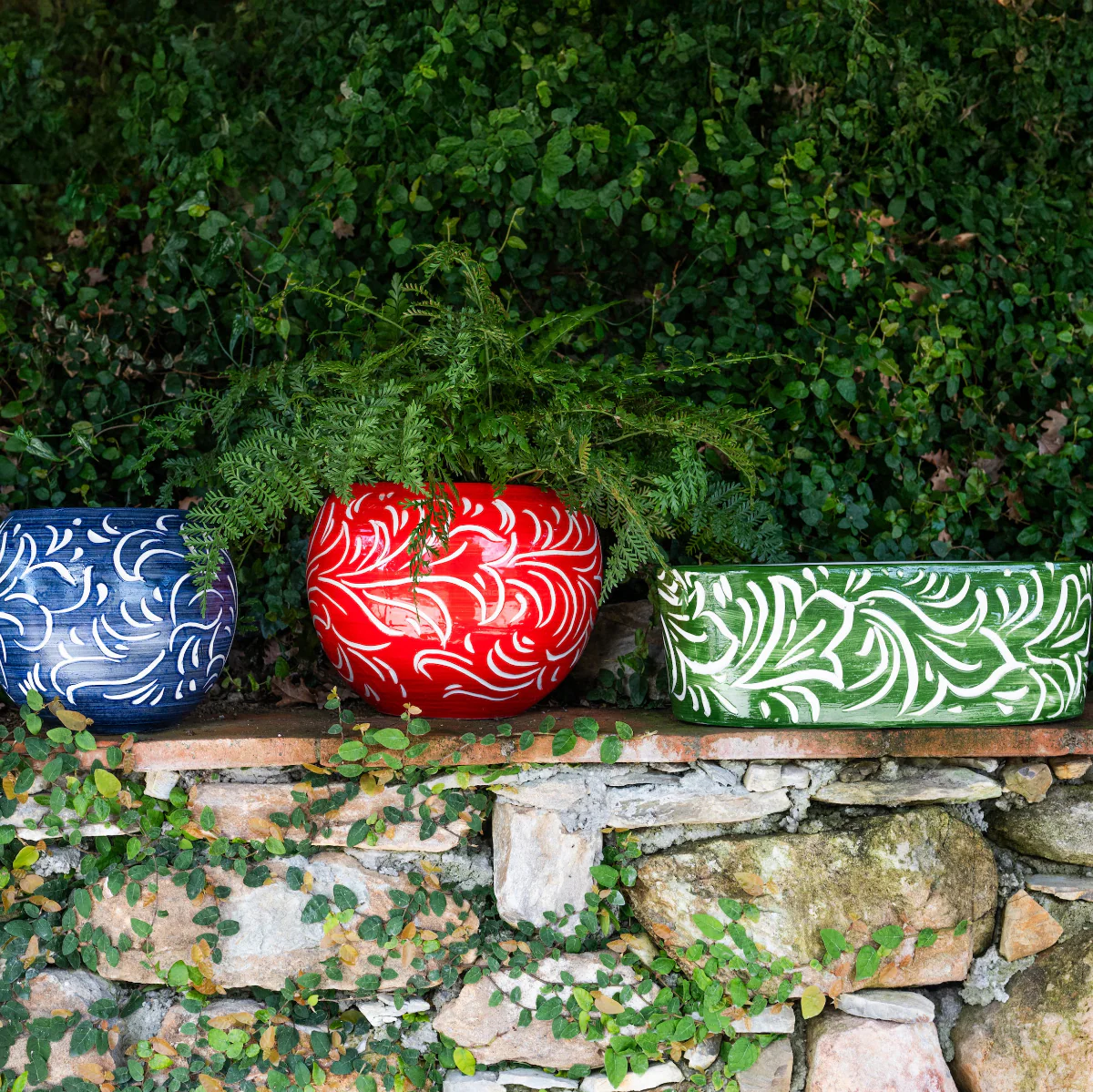 Rustic Garden Dark Green Scroll Oval Planter - Image 4