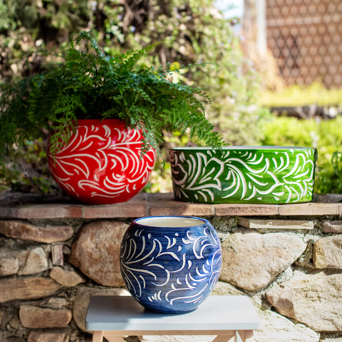Rustic Garden Red Scroll Medium Planter - Image 3