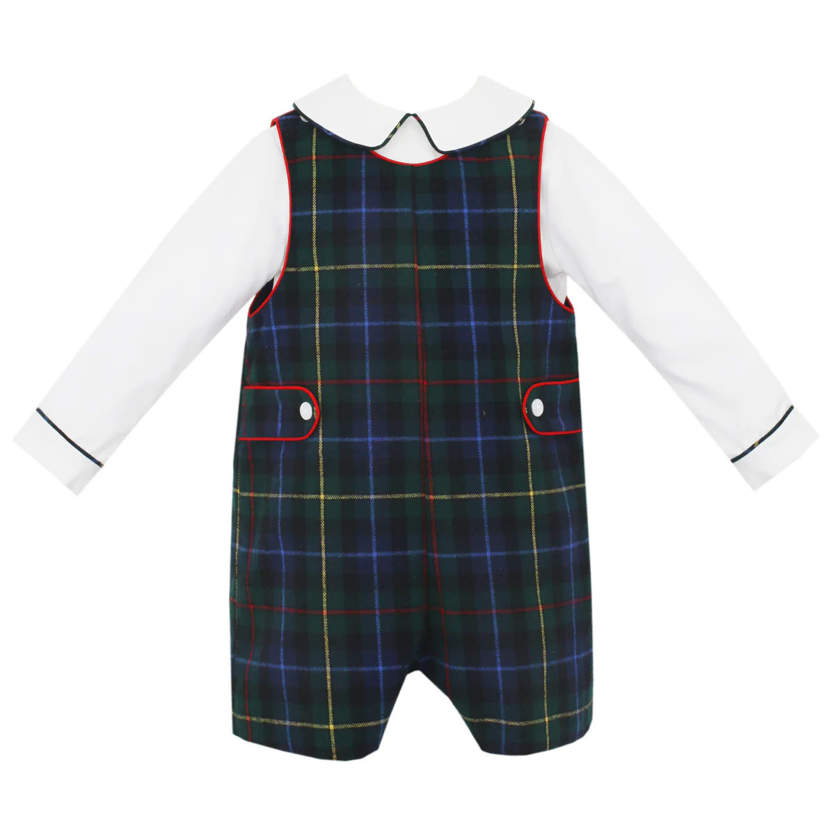 Ryan Green & Navy Plaid John John With White Top