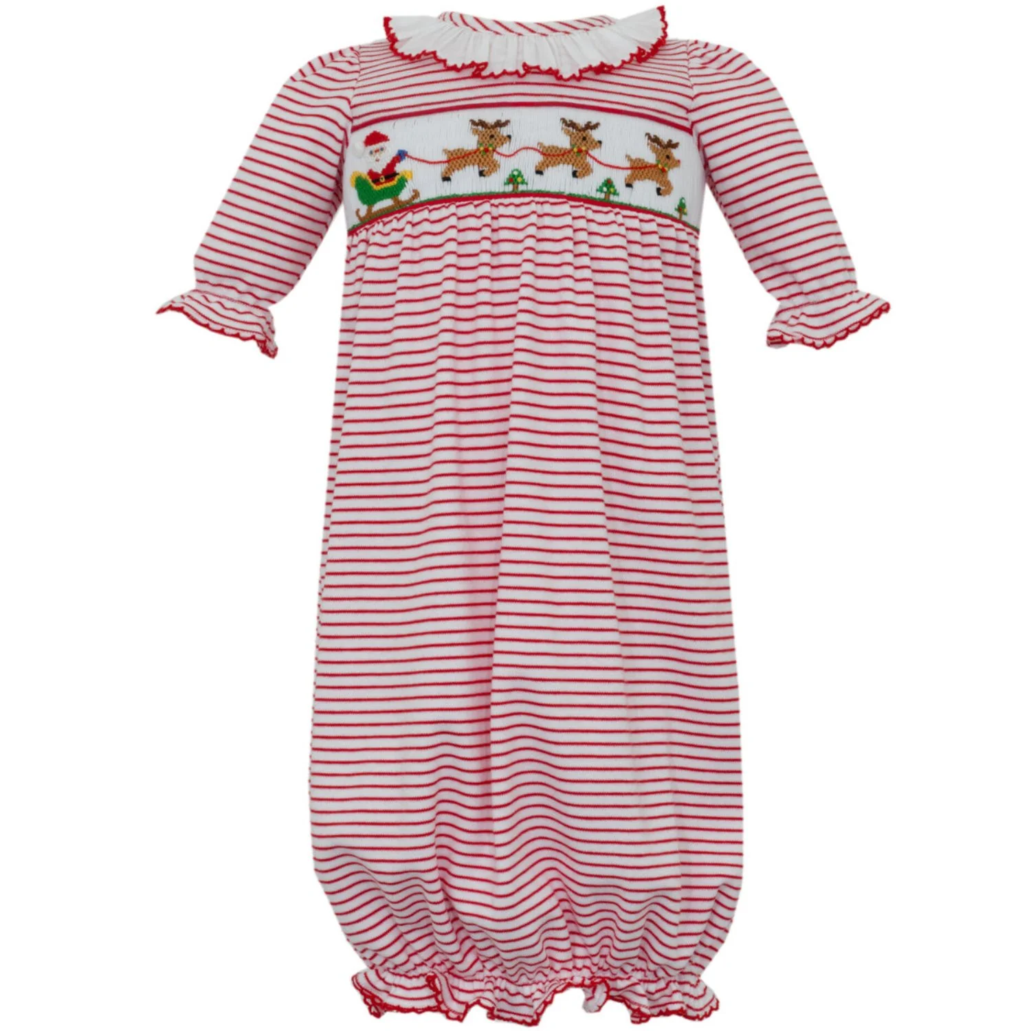 Santa Red & White Knit Stripe Girl's Sac