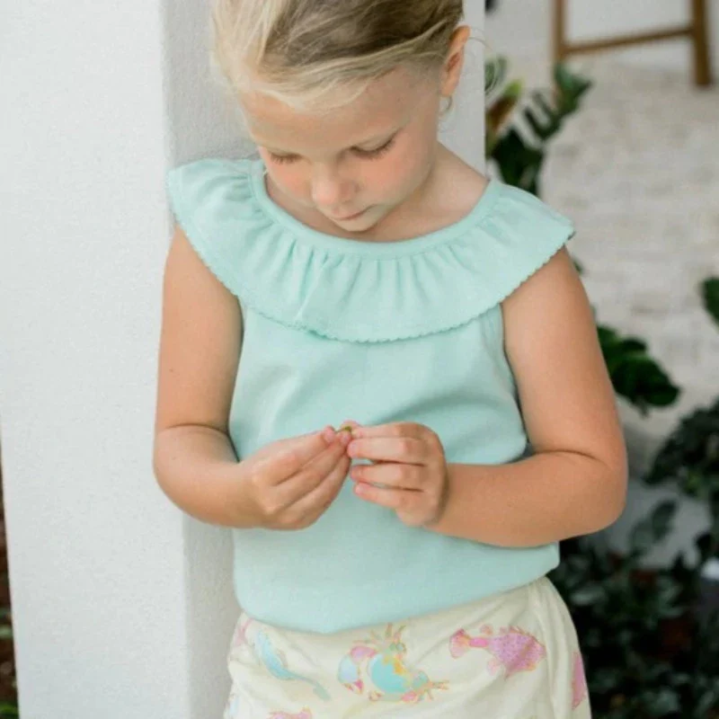 Seaglass Ruffle Collar Top