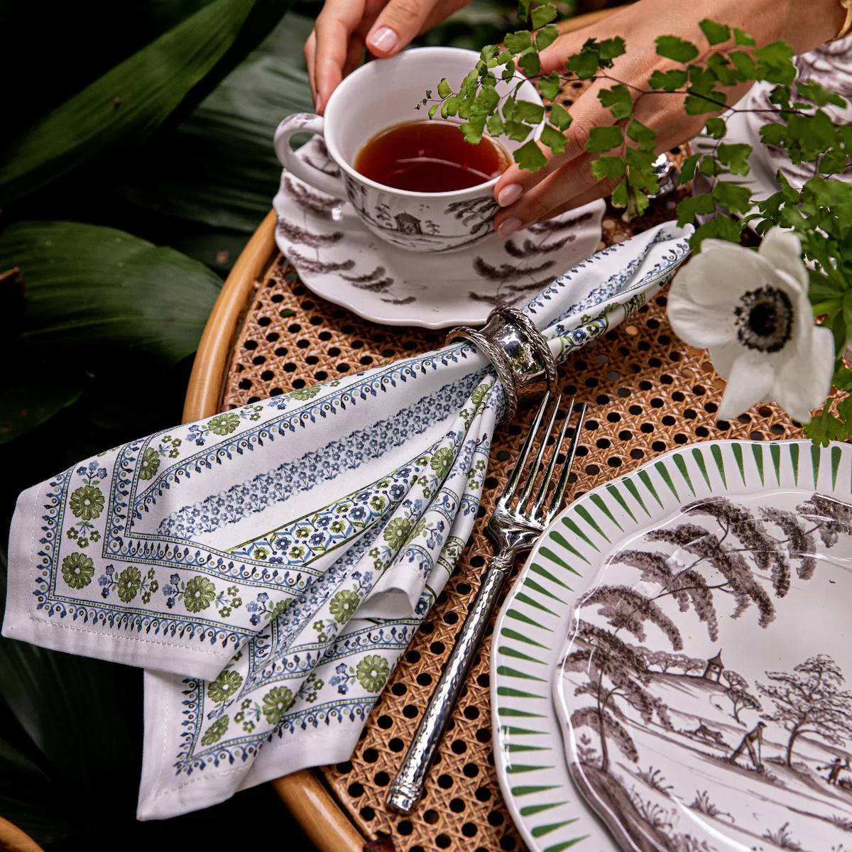 Seville Stripe Napkin Set/4 - Green - Image 4