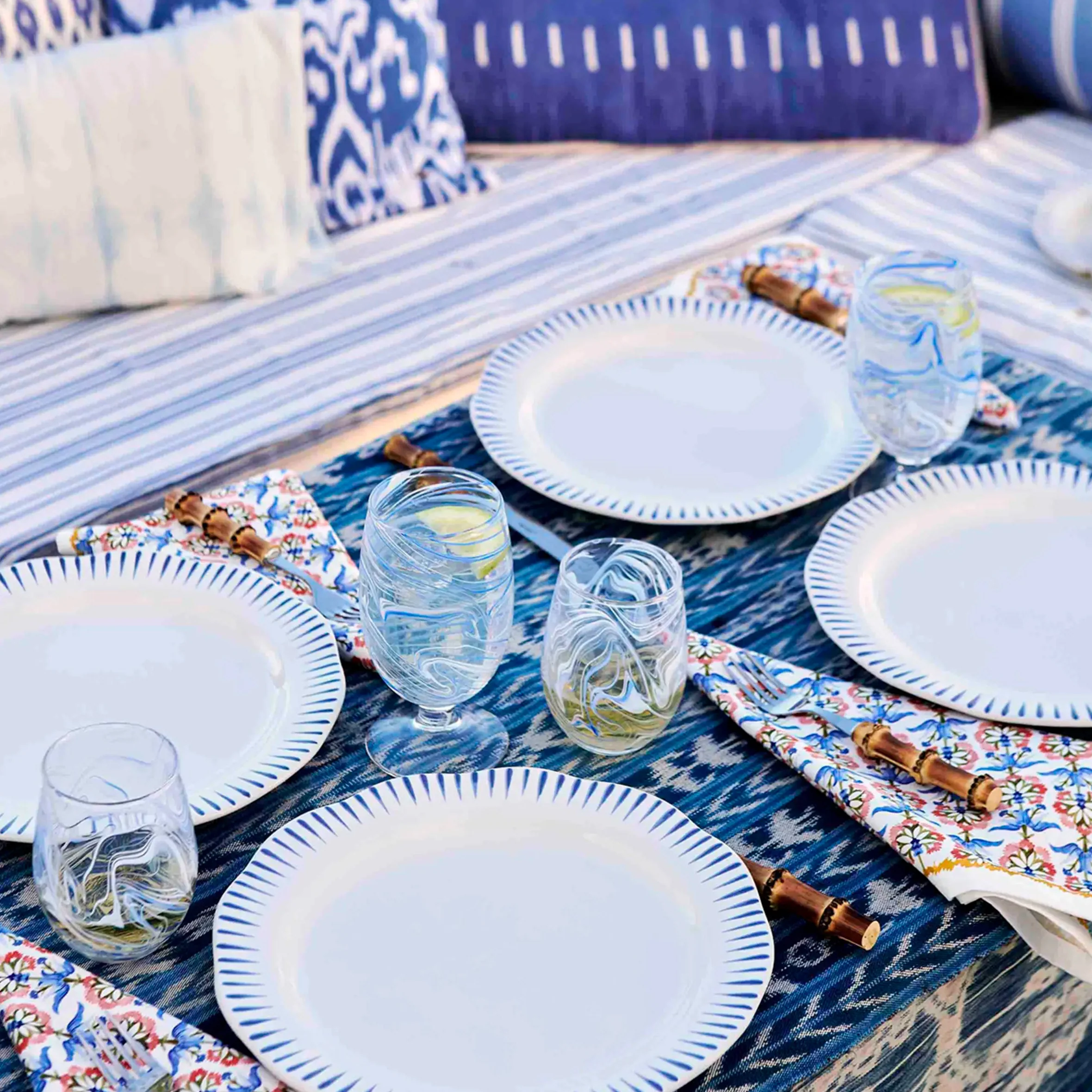 Sitio Stripe 4pc Place Setting - Delft Blue - Image 2