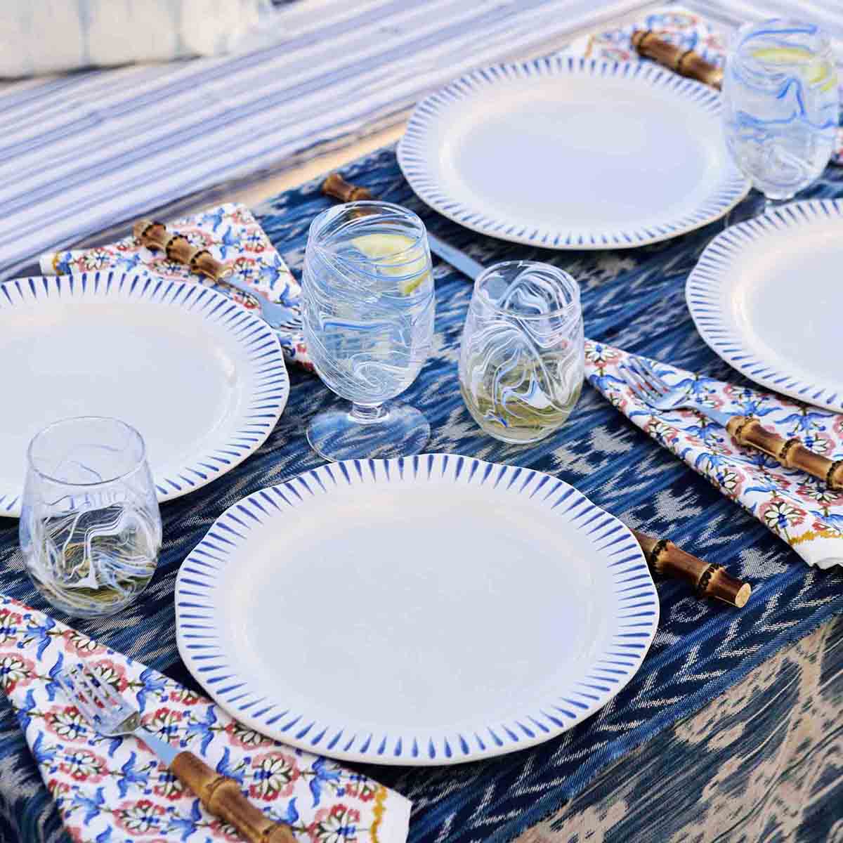 Sitio Stripe 4pc Place Setting with Mug - Delft Blue - Image 3