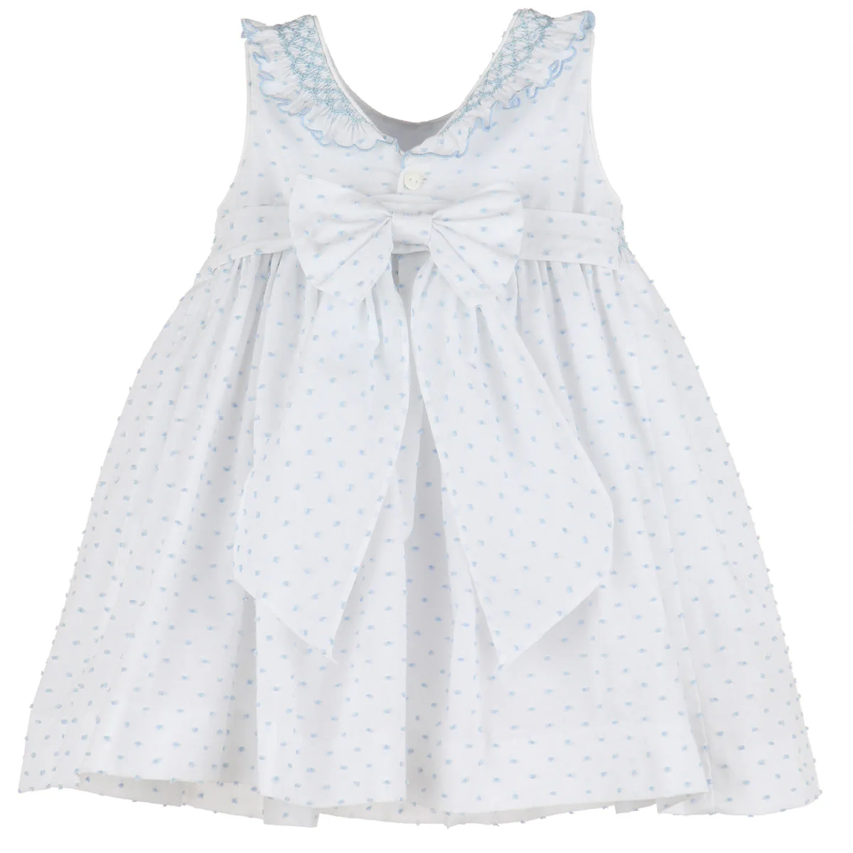 Blue Swiss Dot Smocked Dress - Image 2