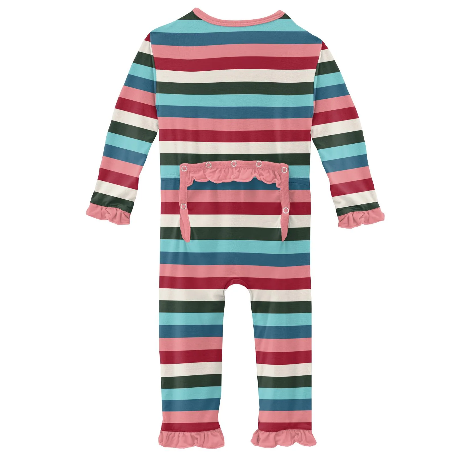 Snowball Multi Stripe Classic Ruffle Coverall With Snaps - Image 2