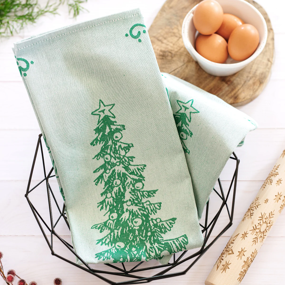 Strofinaccio Green Tree Dish Towels - Set of 2 - Image 2
