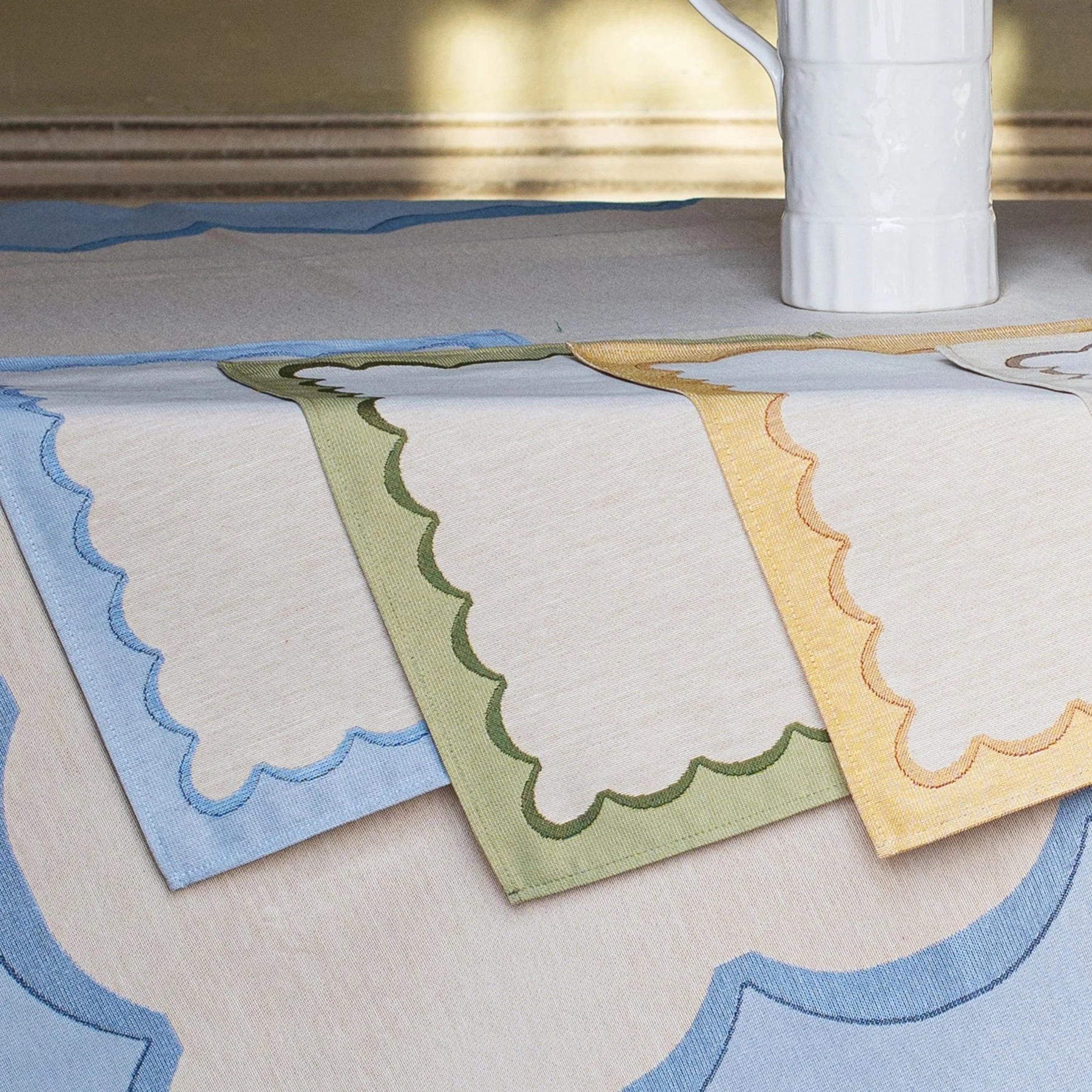 Tavola Green Scalloped Placemats - Set of 4 - Image 2
