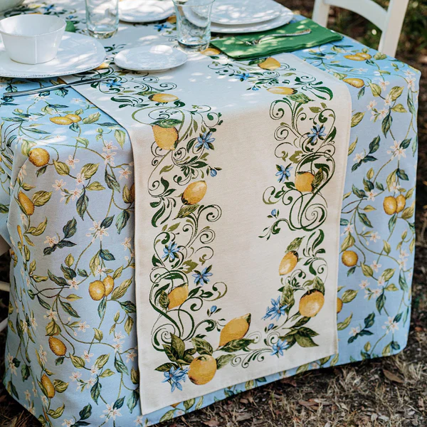 Tavola Lemons with White Flowers Tablecloth - Image 3