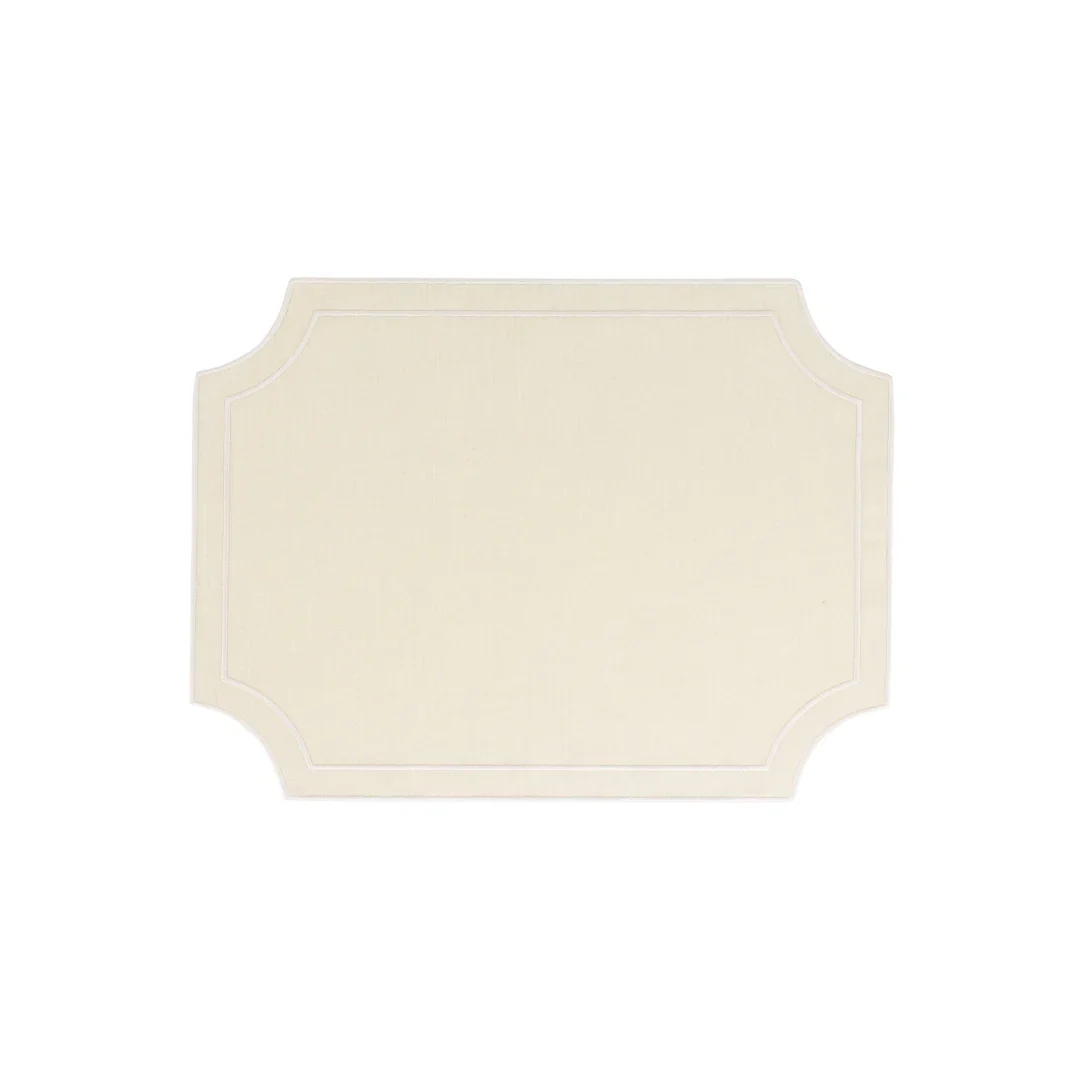 Tessuti Ivory Rectangular Placemats w/ White Stitching - Set of 4