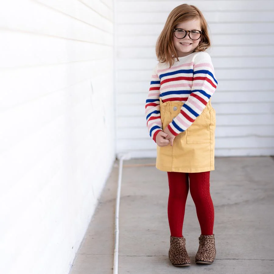 True Red Cable Knit Tights - Image 2