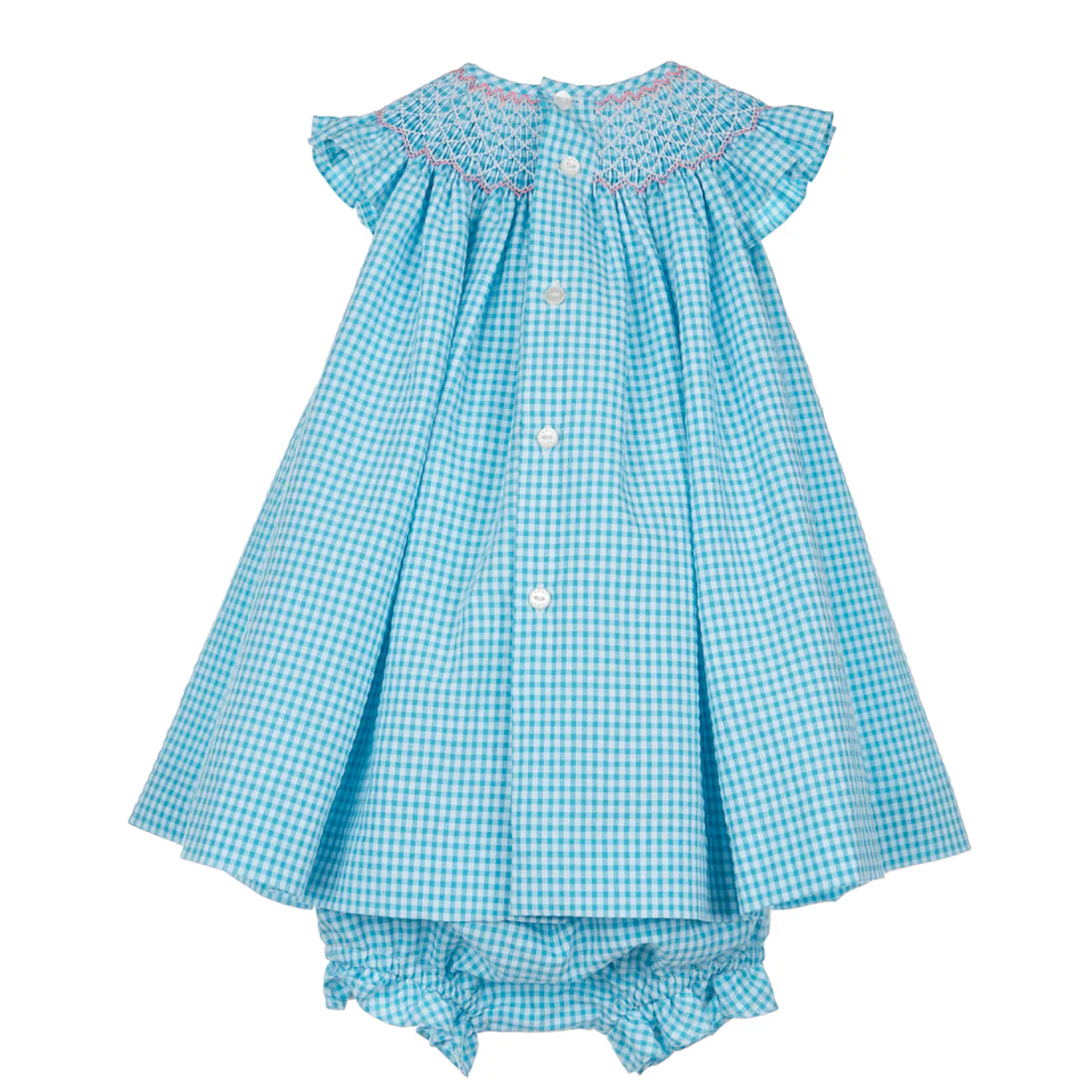Turquoise Smocked Bishop Dress Set - Image 5
