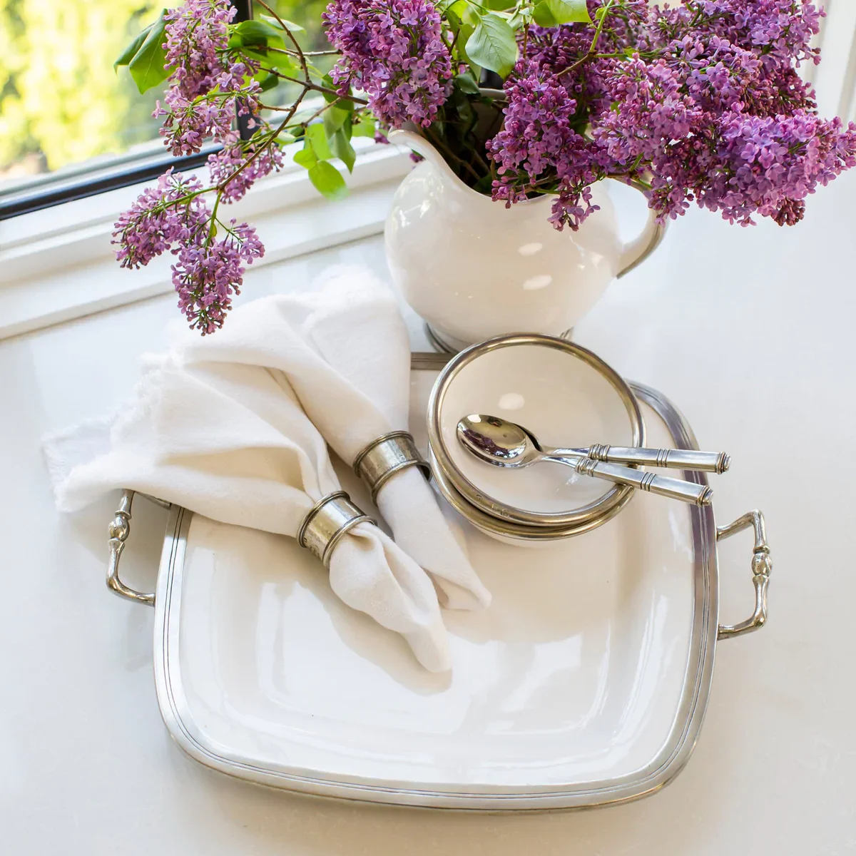 Tuscan Square Tray with Handles - Image 2