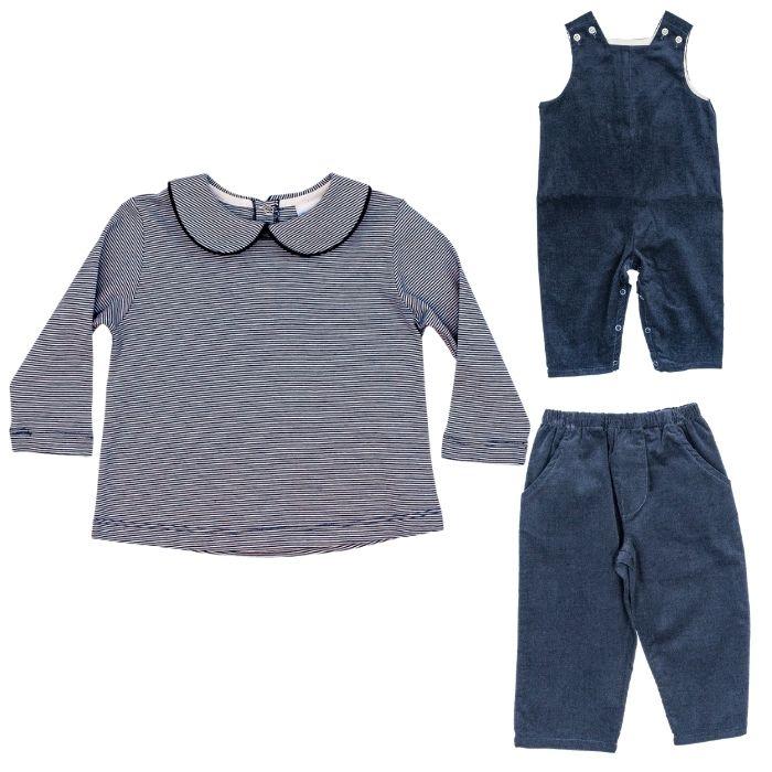 Unisex Navy & White Stripe Button Back Shirt - Image 2