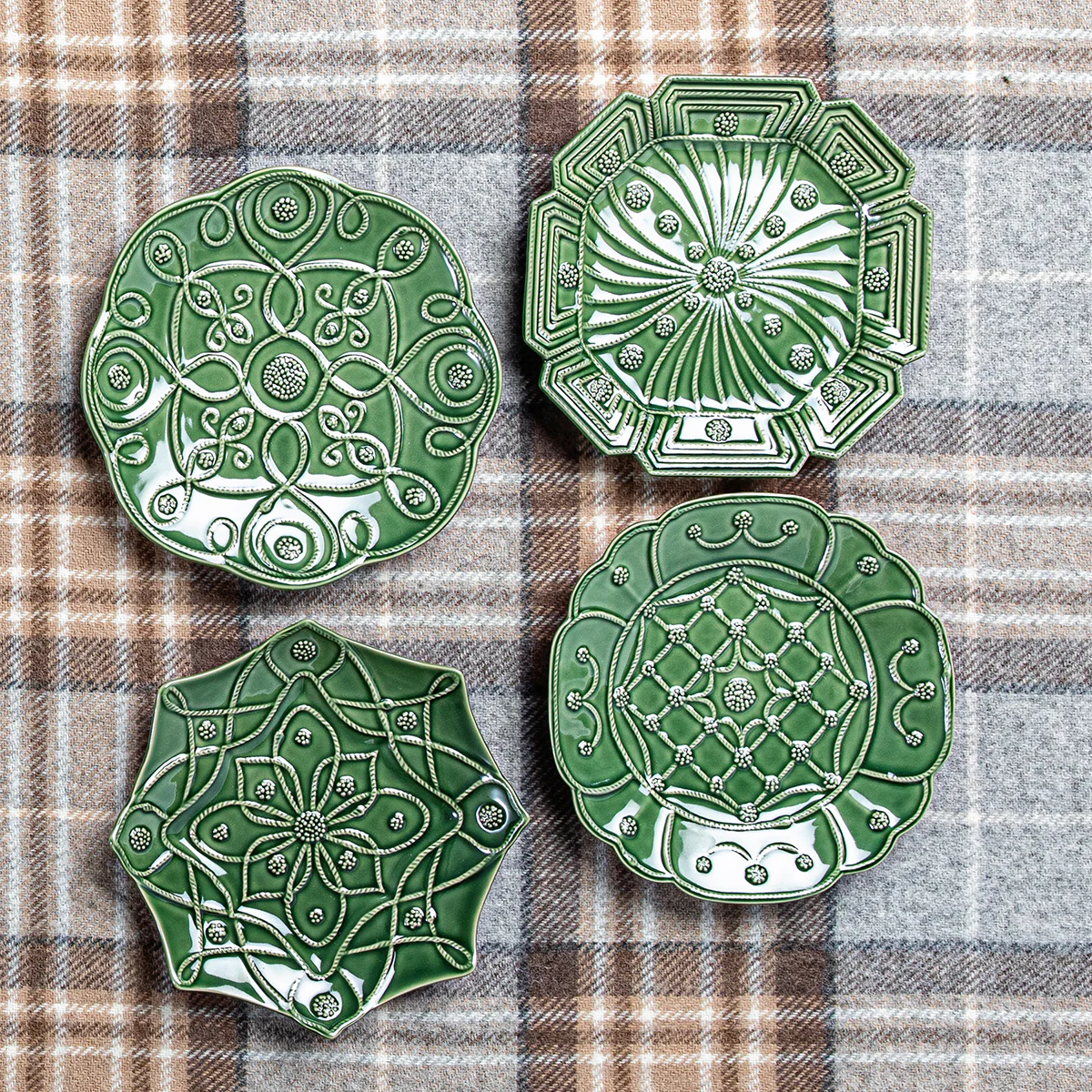 Veronica Beard Jardins du Monde Green Party - Assorted Set of 4 - Image 10