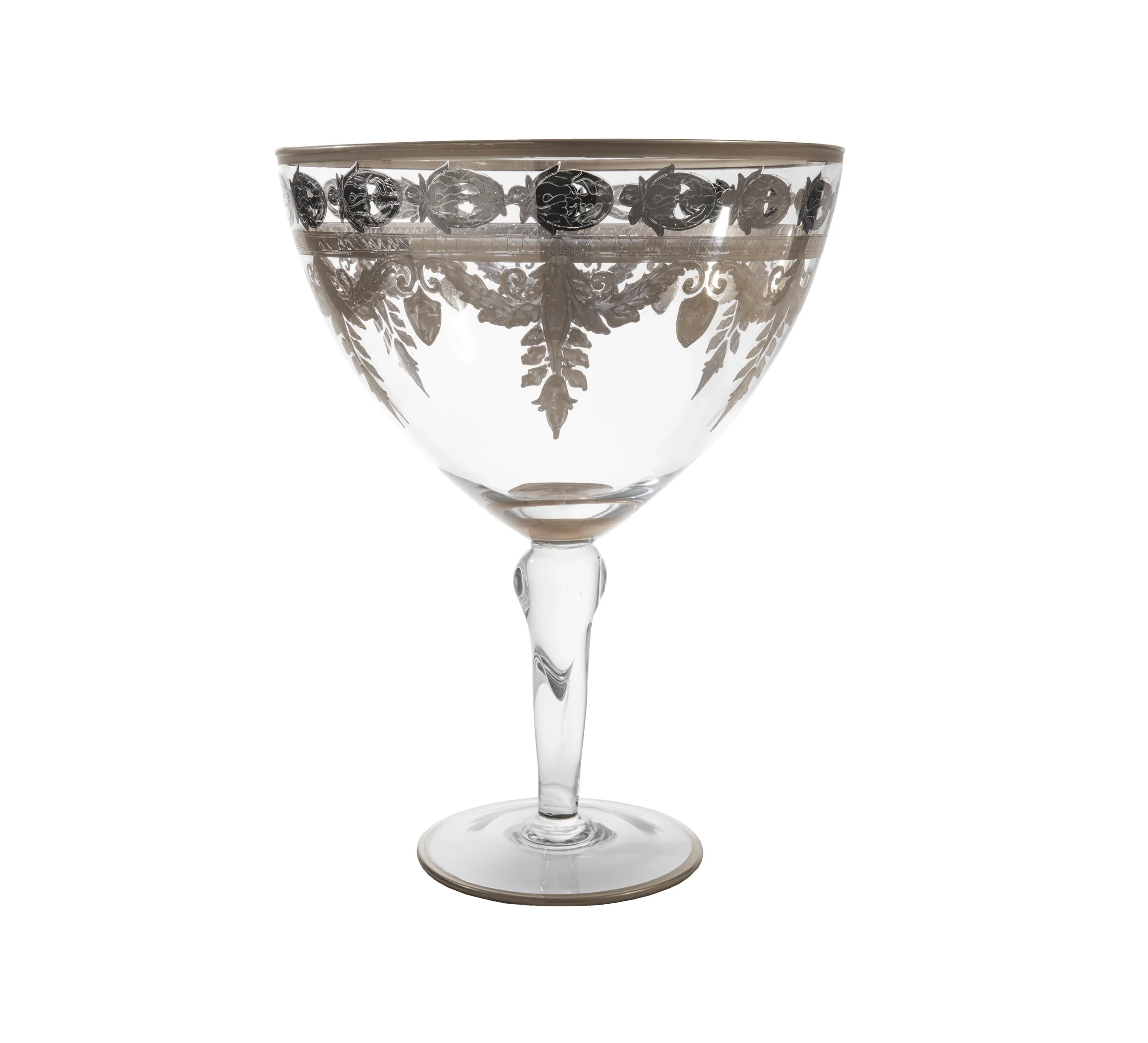 Vetro Platinum/Gold Tall Footed Compote