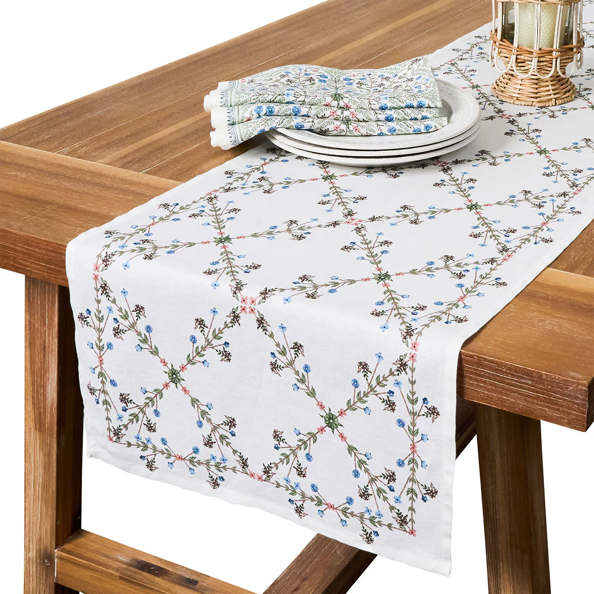 Villa Seville 18" x 90" Table Runner - Chambray - Image 2