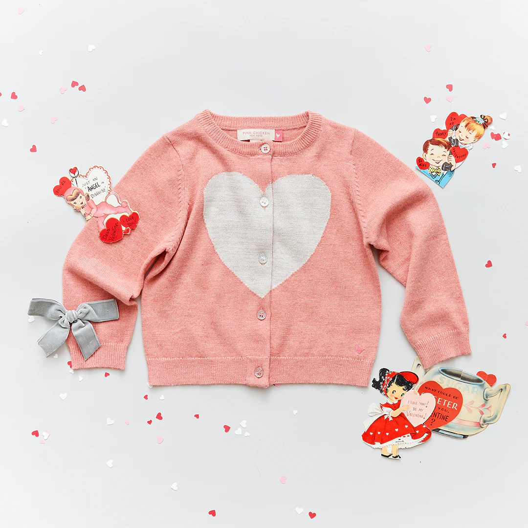 Watermelon & Pale Pink Hannah Heart Sweater