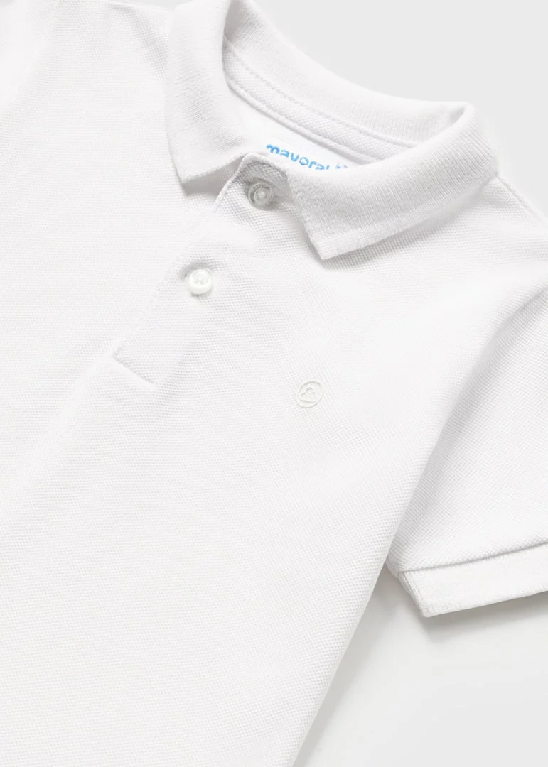 White Basic Short Sleeve Polo - Image 3