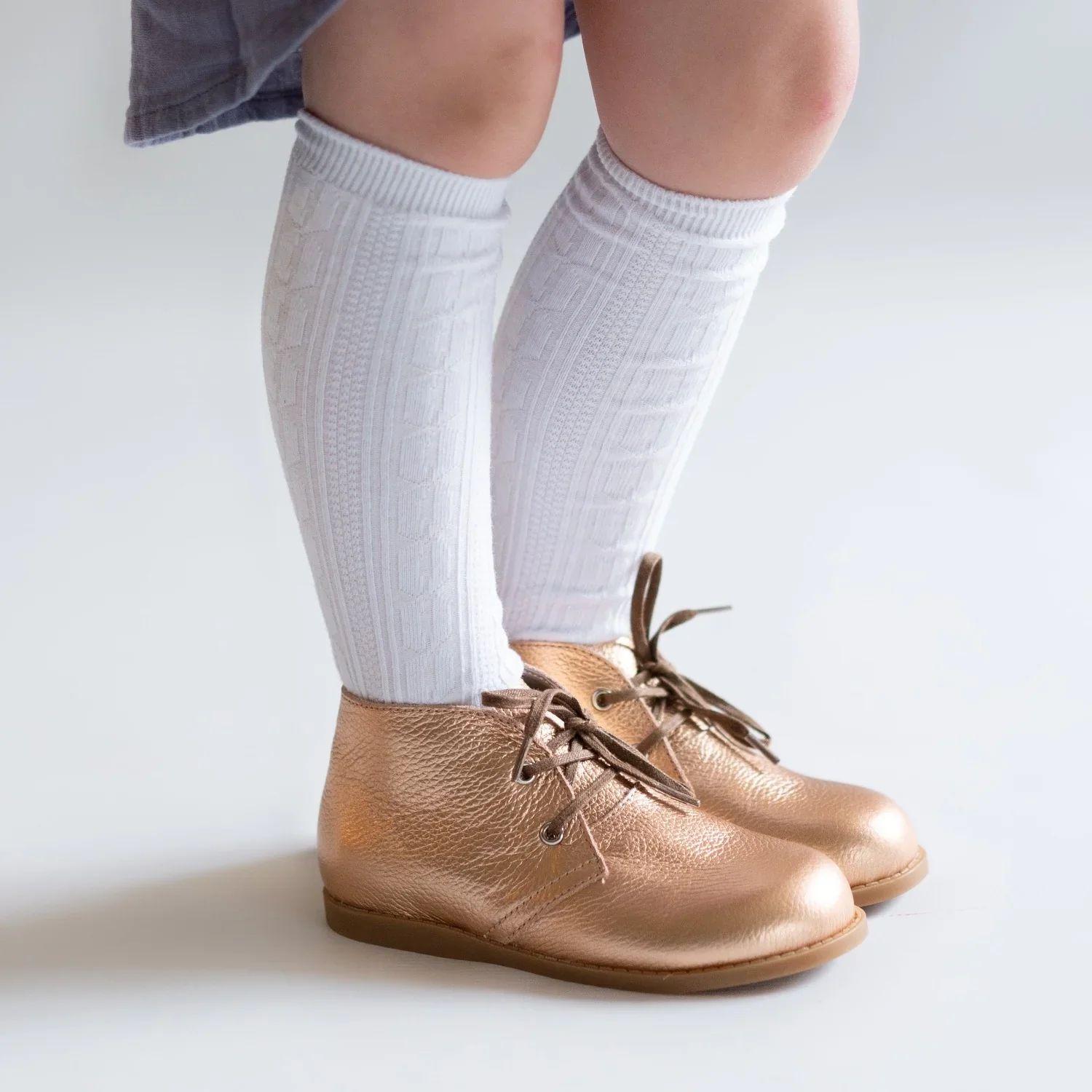 White Cable Knit Knee High Socks - Image 3