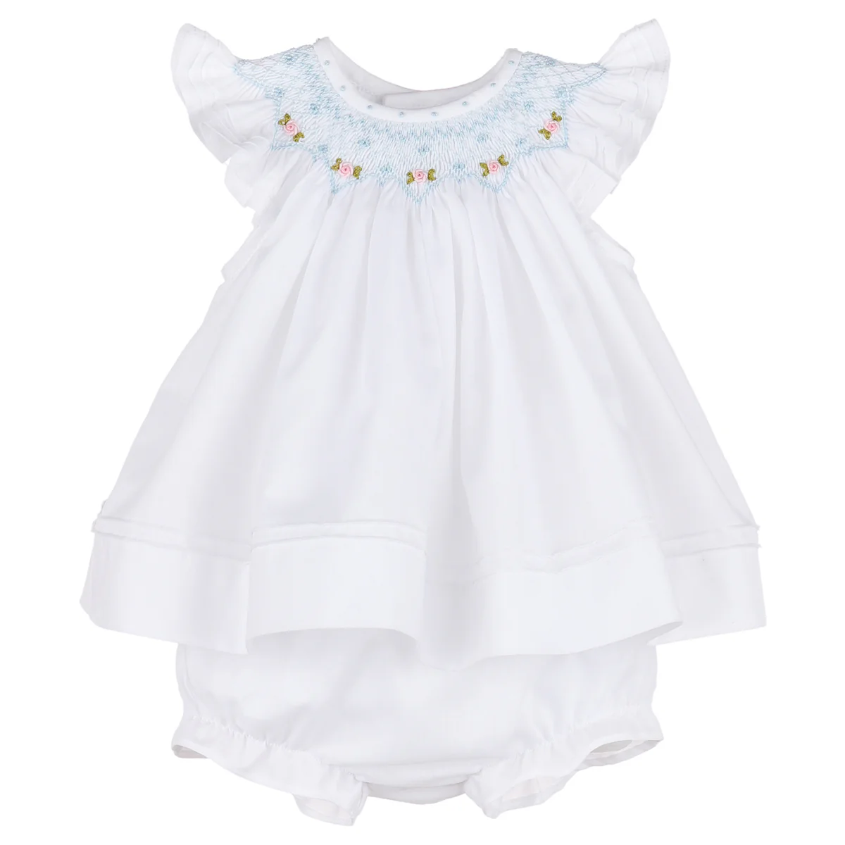 White Classic Smocked Bishop Set