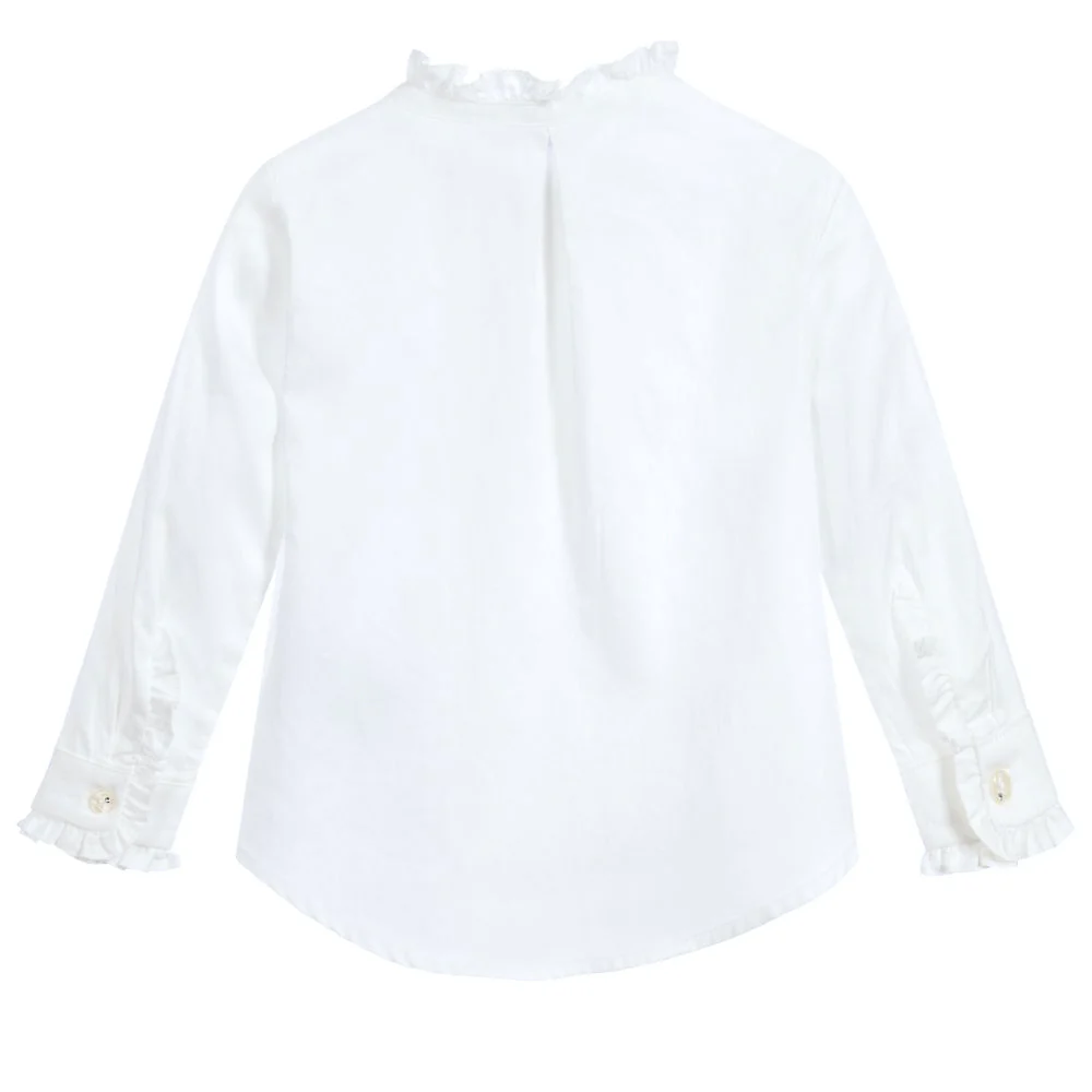 White Cotton Ruffle Blouse - Image 3