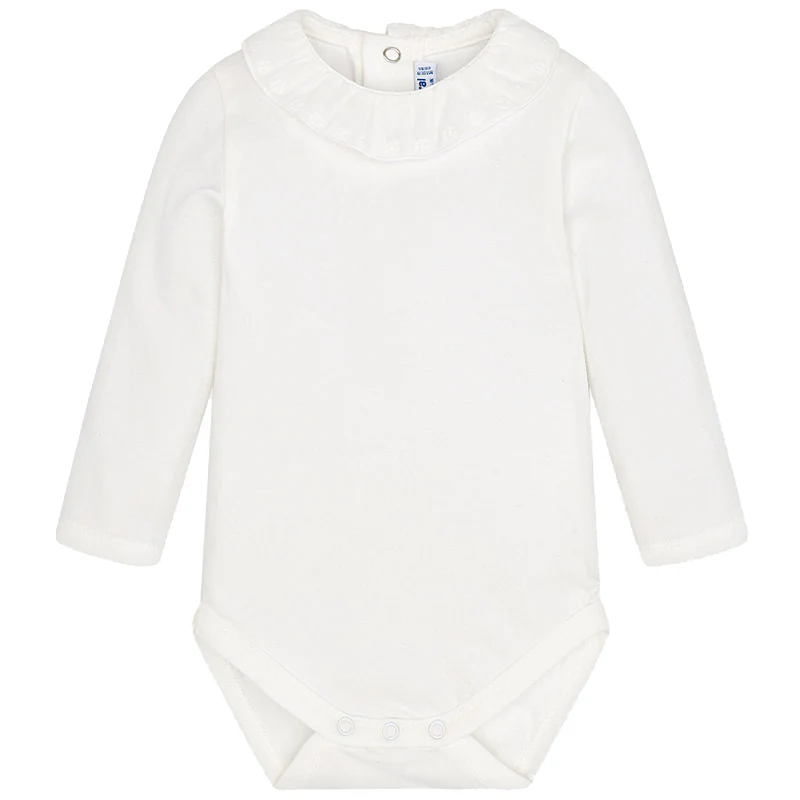 White Eyelet Ruffle Collar Onesie